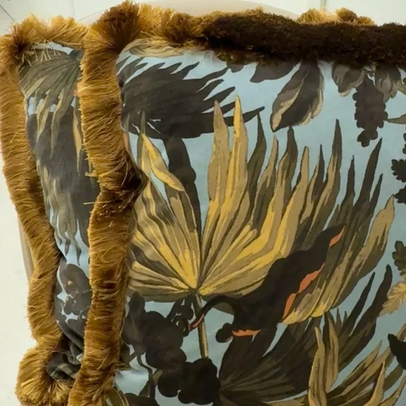 NWT HOUSE OF HACKNEY - LIMERENCE MEDIUM FRINGED VELVET CUSHION, SKY - Set of 2 - Picture 3 of 5